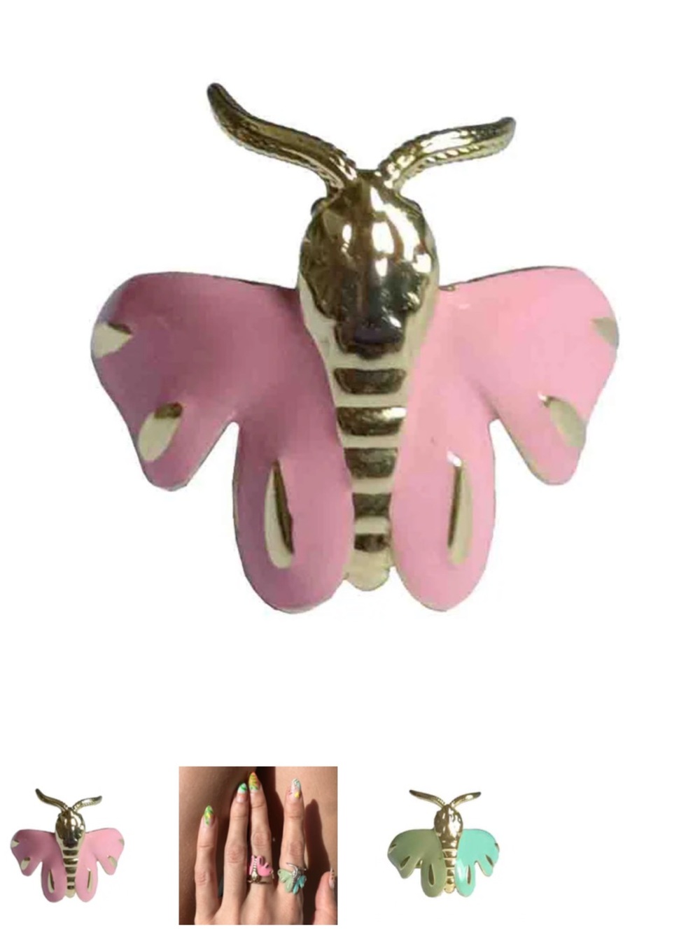 NWOT Verameat Lit Moth Ring Pink
